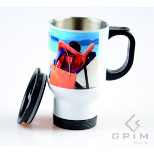 Термочашка біла із нержавіючої сталі,390 мл