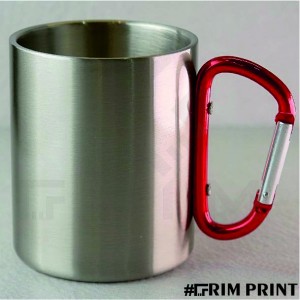 Металічна термочашка з карабіном  із нержавіючої сталі 300 мл